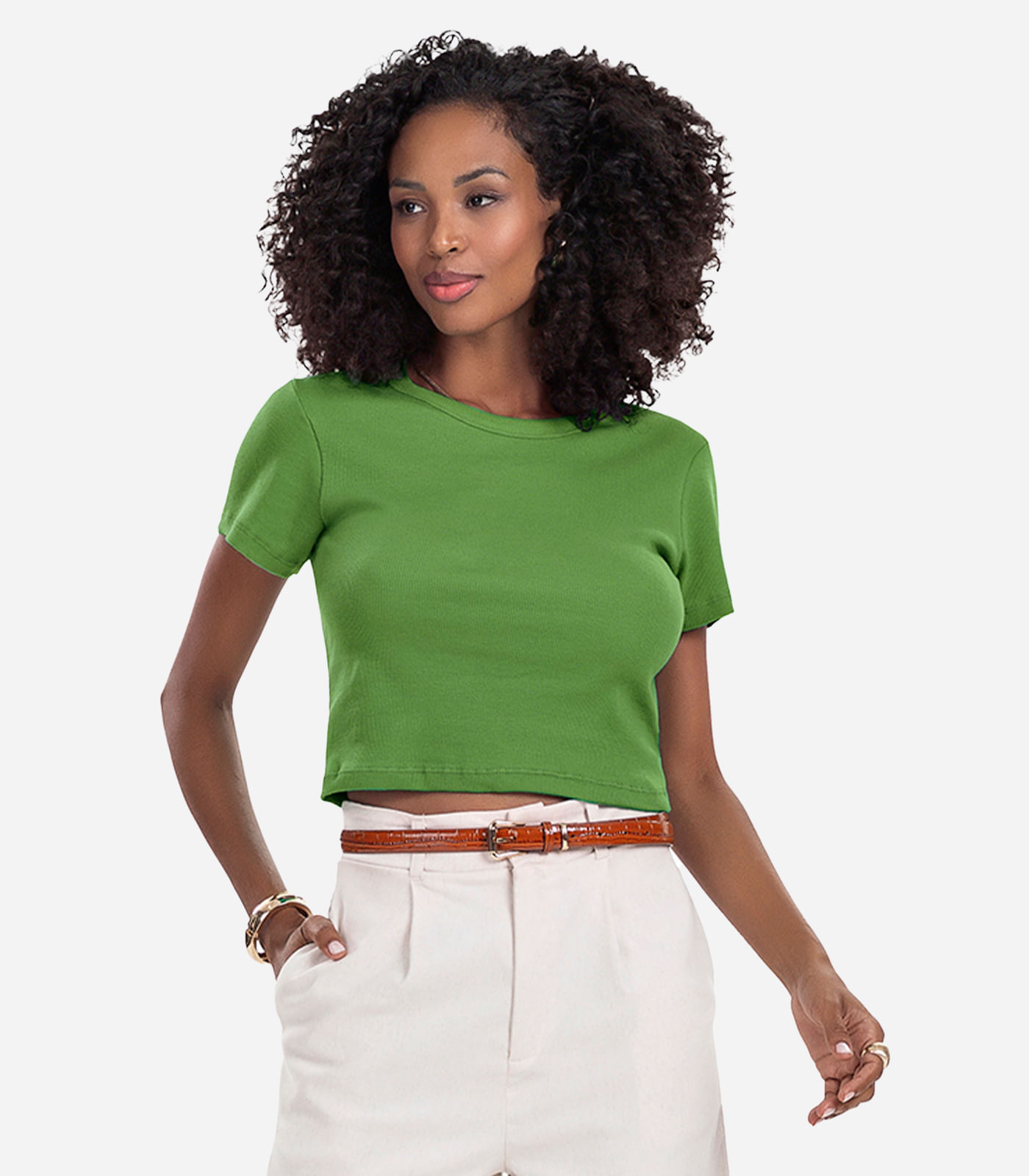 Blusa Cropped Ribana Básica Rovitex Verde | FastStore PDP