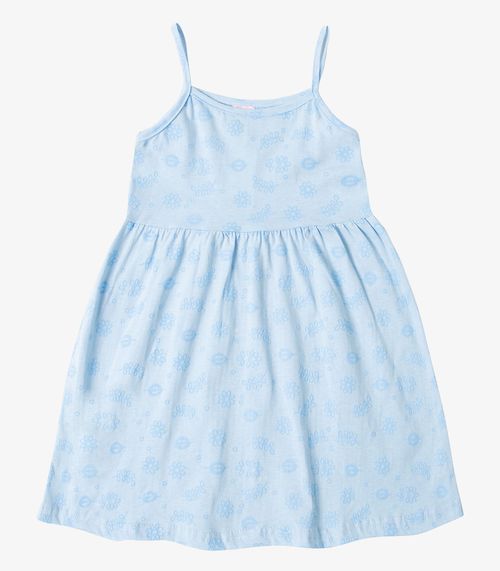 Vestido Infantil Estampado de Alcinha Bju Kids Azul
