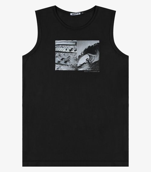 Regata Juvenil Meia Malha Masculina Minty Preto