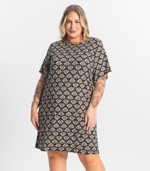 Vestido Estampado Plus Size Secret Glam Preto