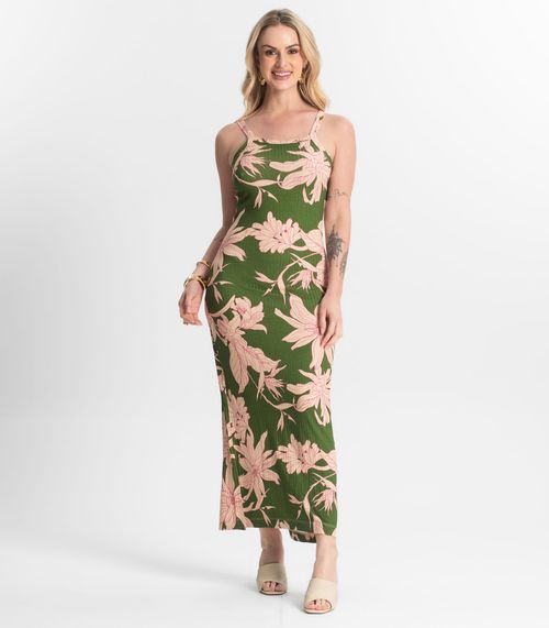 Vestido Midi Canelado Select Verde