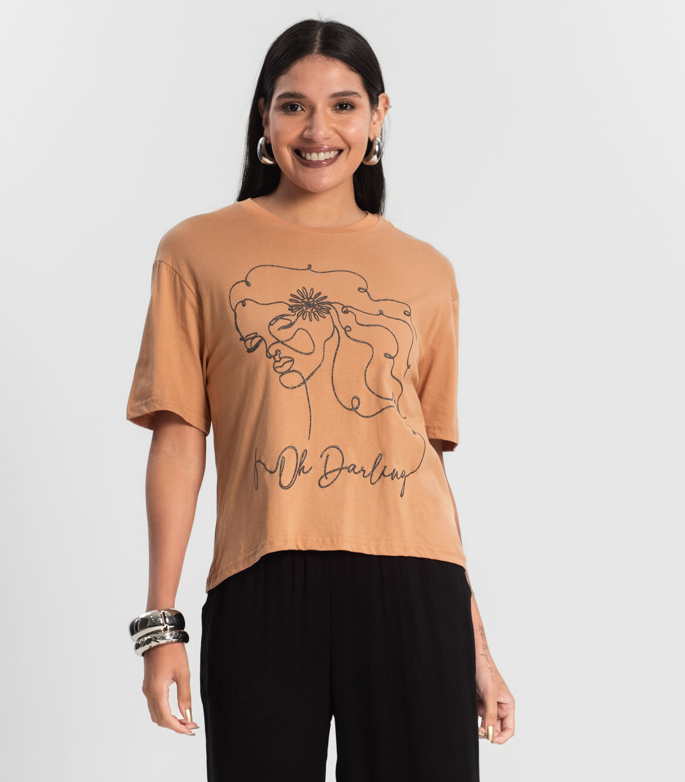 Blusa T-Shirt Feminina Rovitex Marrom