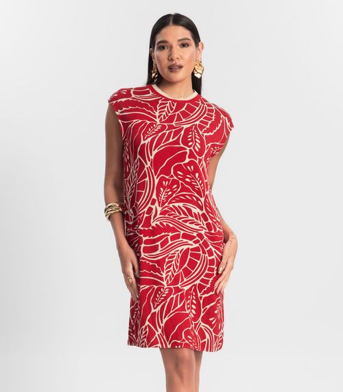 Vestido Feminino Curto Estampado Rovitex Vermelho