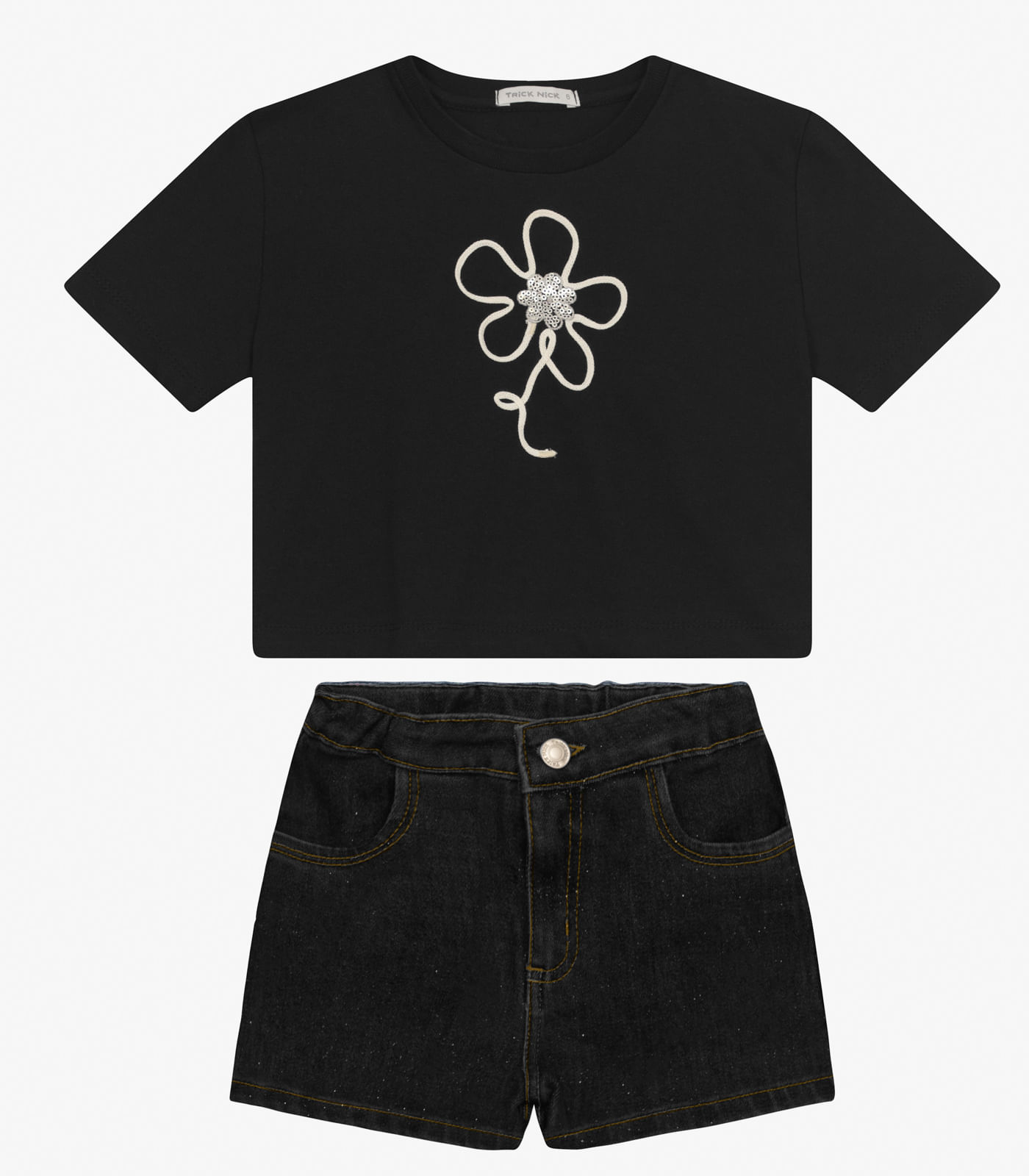 Conjunto Blusa Com Shorts Trick Nick Preto