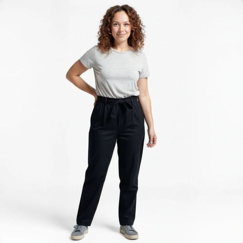 Calça Jeans Feminina Carrot Preta Com Amarração Lisa - INK