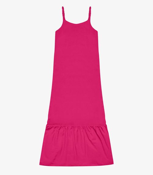 Vestido Longo Com Babado Rovitex Rosa