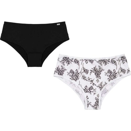 Kit 2 Calcinhas Delrio Floral Branco/Preto