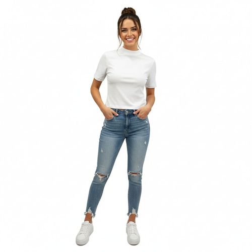Blusa Manga Curta Basico Liso Off White - VIVA