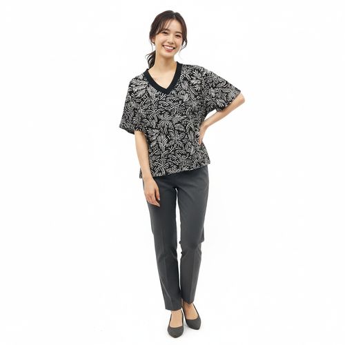 Blusa Manga Curta Mc Decote Retilinea Estampado Cru - VIVA