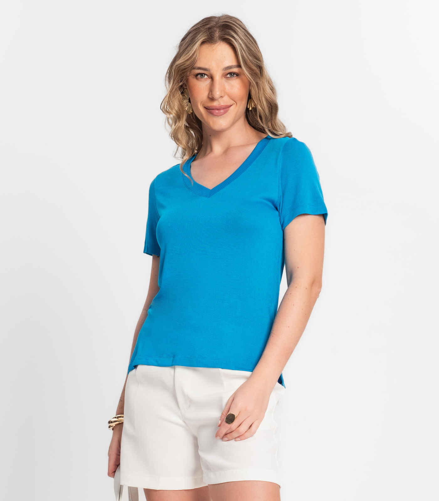 Blusa Feminina Decote V Endless Azul