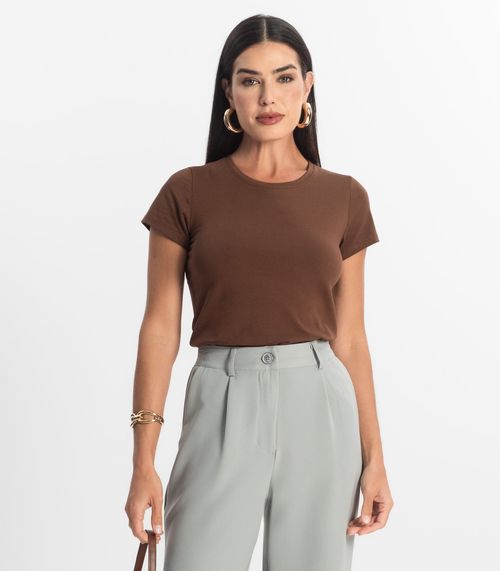Blusa Feminina Cotton Leve Básica Rovitex Marrom