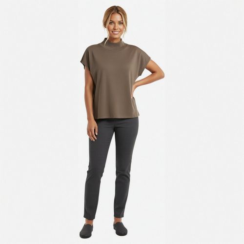 Blusa Manga Curta Japonesa Liso Bege - VIVA