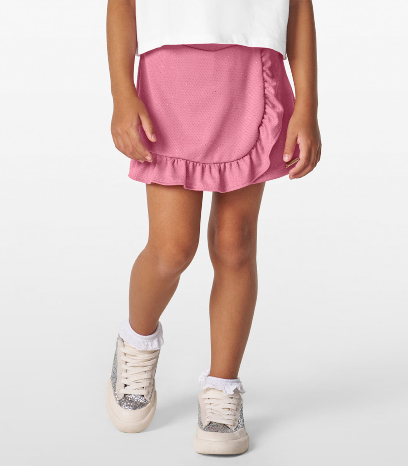 Conjunto Feminino Blusa com Shorts Saia Trick Nick Branco