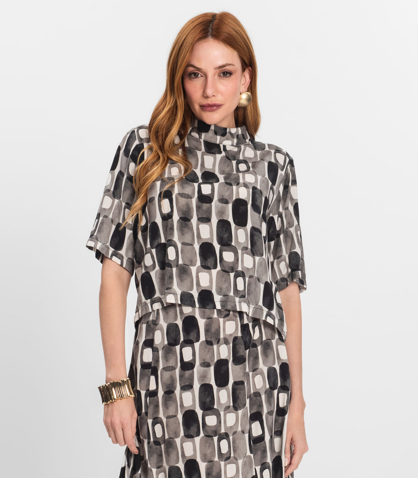 Blusa Feminina Estampada Gola Alta Endless Preto