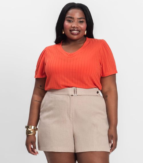 Blusa Canelada Plus Infinita Cor Vermelho