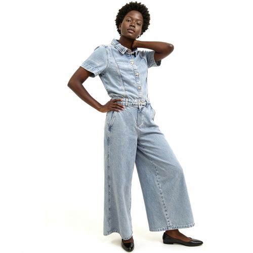 Calça Jeans Feminina Wide Leg Azul Claro - INK