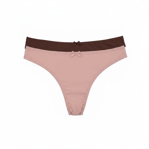 Kit 2 Peças Calcinhas Micro Fio Duplo Rosa Marrom - UNIQ