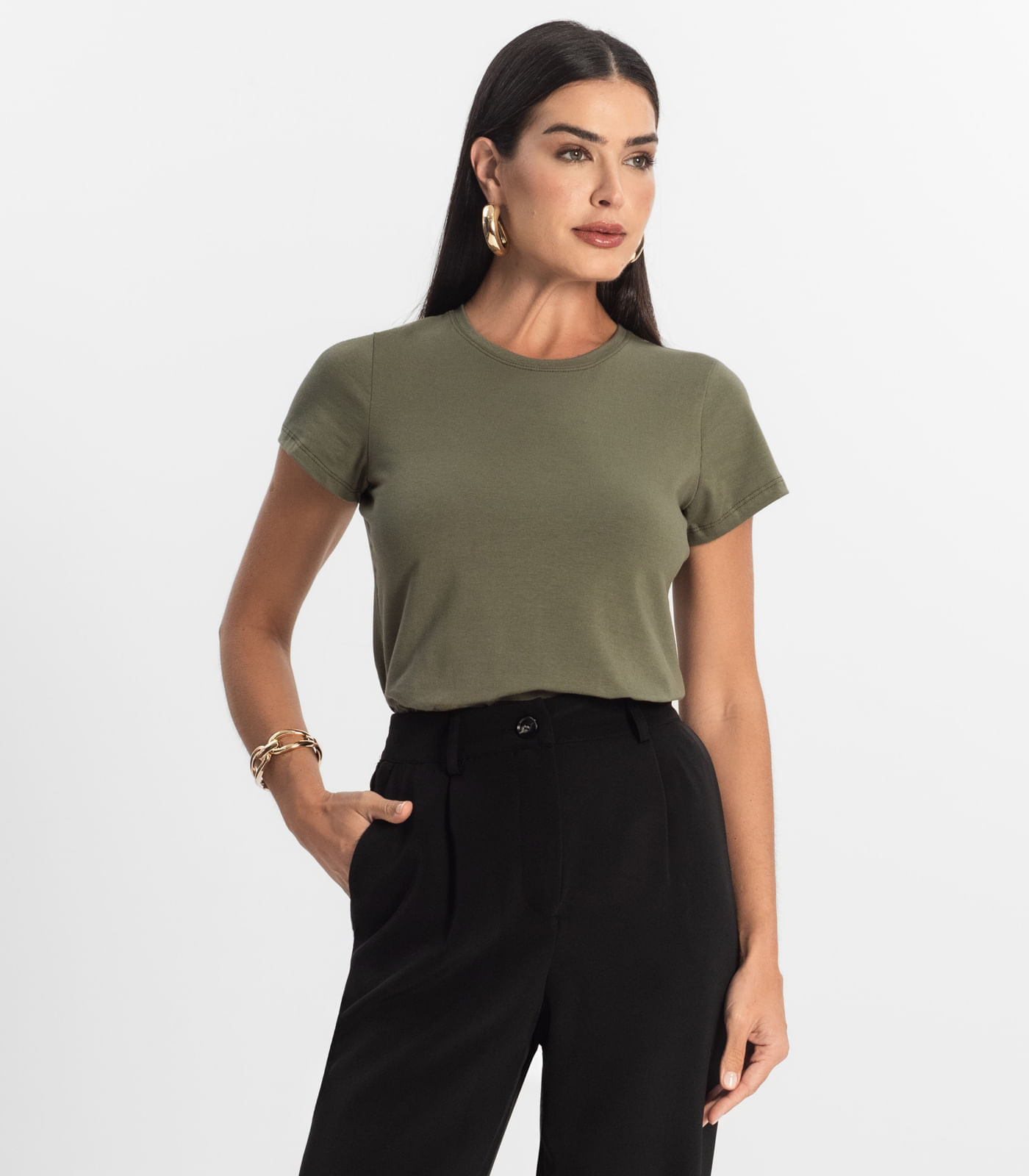 Blusa Feminina Cotton Leve Básica Rovitex Verde