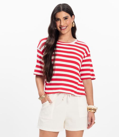 T- Shirt Feminina Canelada Infinita Cor Vermelho