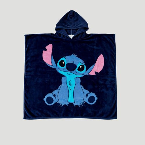 Poncho Aveludado Stitch Azul - Disney