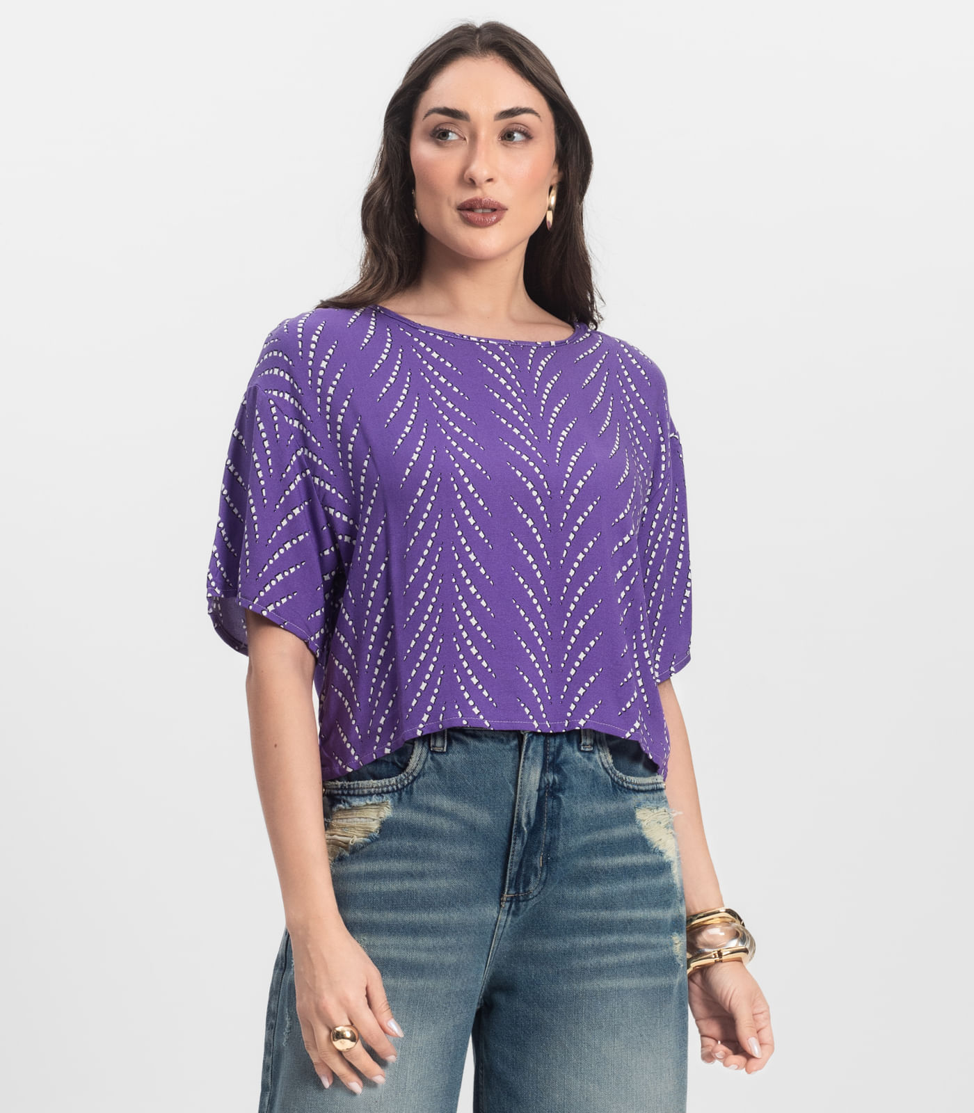 Blusa Feminina Estampada Infinita Cor Lilás