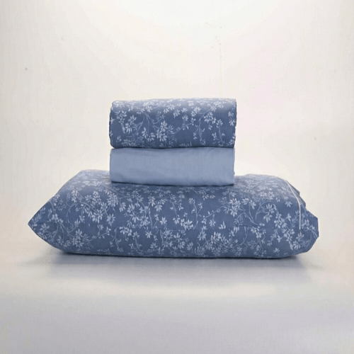 Jogo de Cama Solteiro 3 Peças Percal 180 Fios Festone Lucky Flowers - PNB
