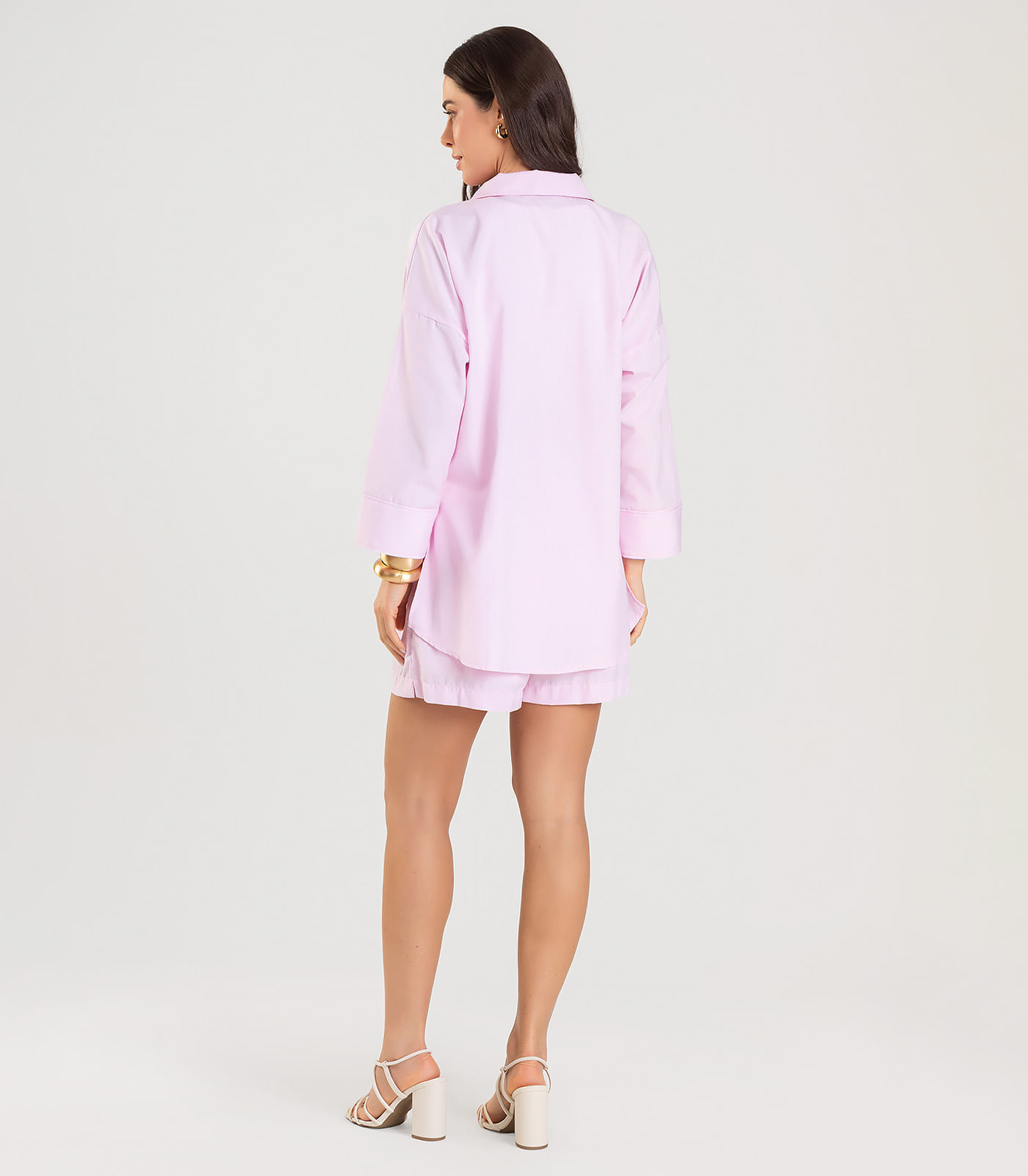 Shorts Feminino Listrado Dianna Rosa | FastStore PDP