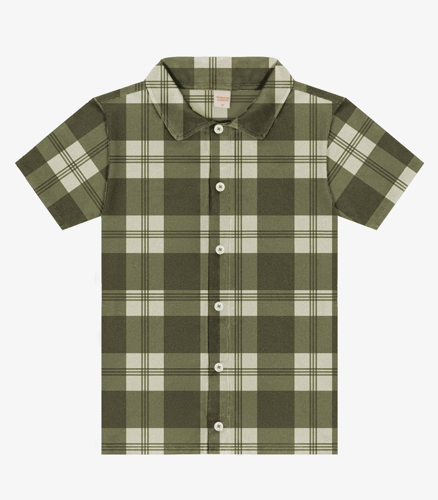 シャツ Camisa Infantil Xadrez Manga Curta Trick Nick Verde | FastStore PDP