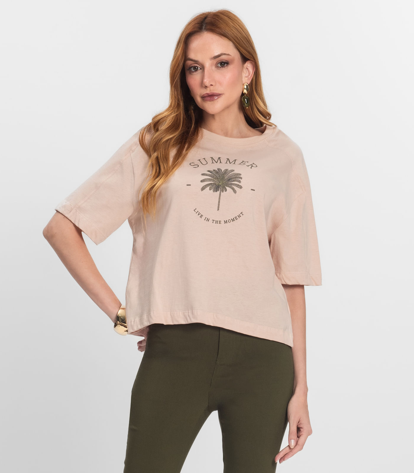 T- Shirt Feminina Manga Curta Endless Rosa