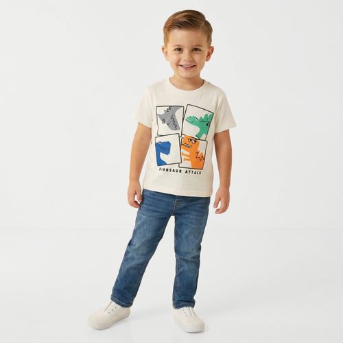 Camiseta Infantil Dinossauro Frente e Costas Off White – Toys & Kids