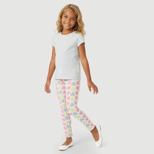 Calça Legging Infantil com Estampa De Corações Colorida - Yeapp