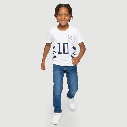 Camiseta Infantil Manga Curta Esportiva Estampa Número 10 Creme - Yeapp