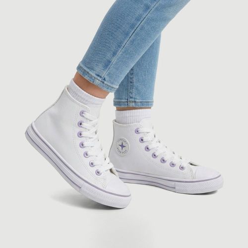 Tênis Infantil Cano Alto com Estrela Branco Em Pvc