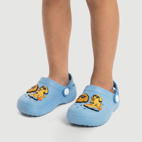 Sandália Babuche Infantil Cachorro Surfista Azul Em Pvc