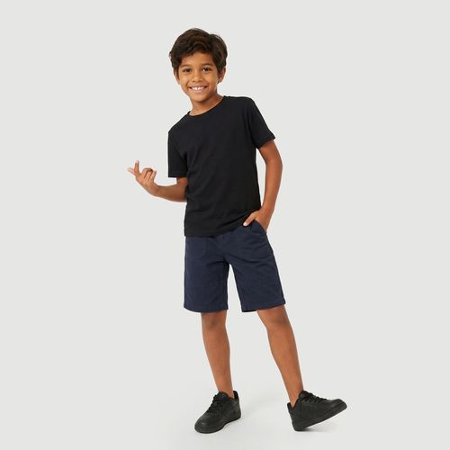 Bermuda Carpinteiro com Bolsos Em Sarja Azul Marinho - Ink