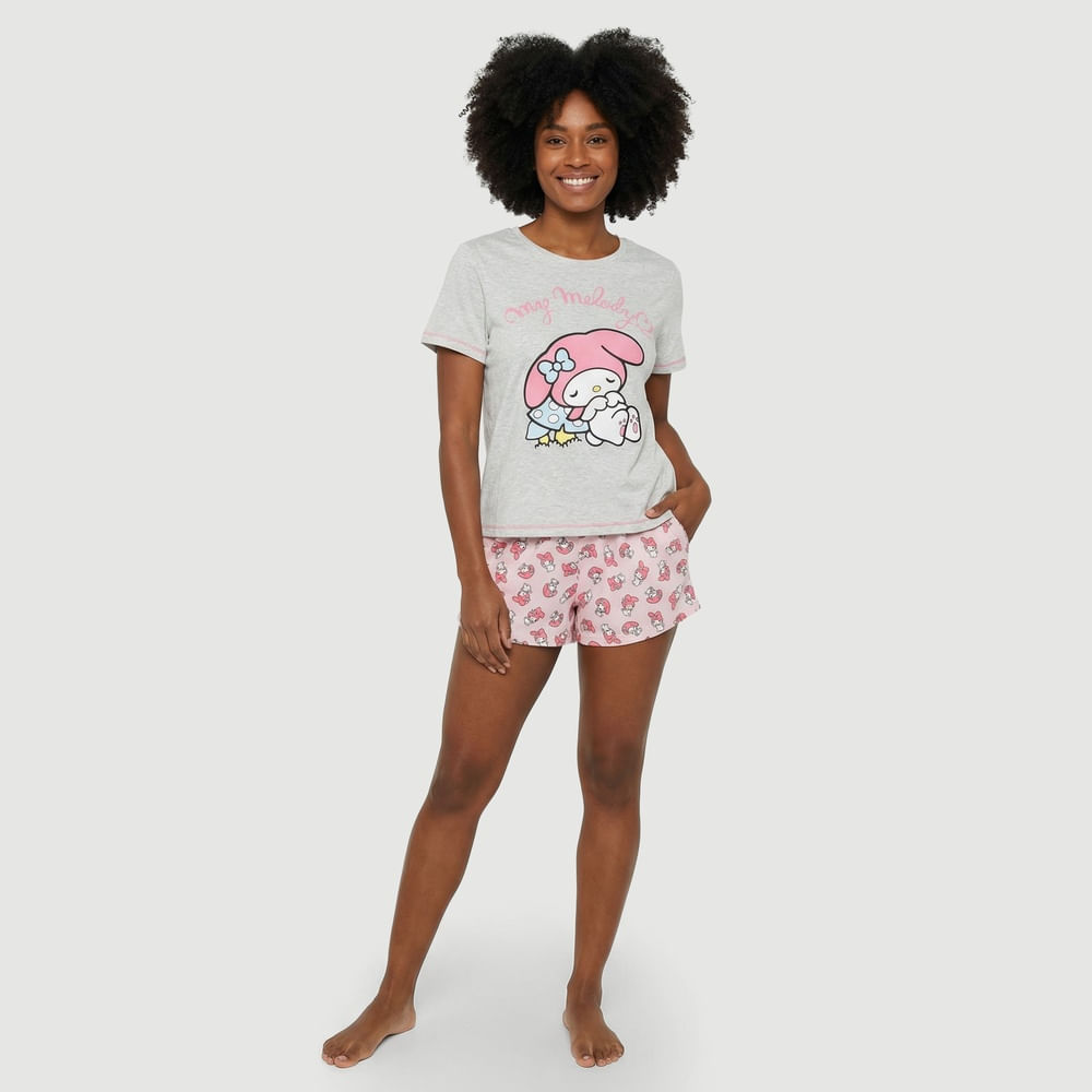 Short Doll Feminino Cinza Hello Kitty