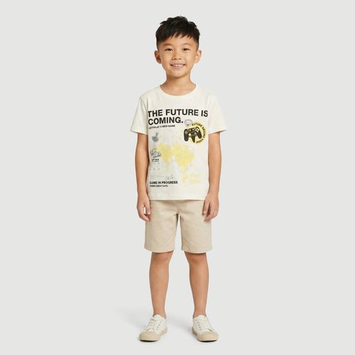 Camiseta Masculina Manga Curta Estampa Gamer Creme - Yeapp