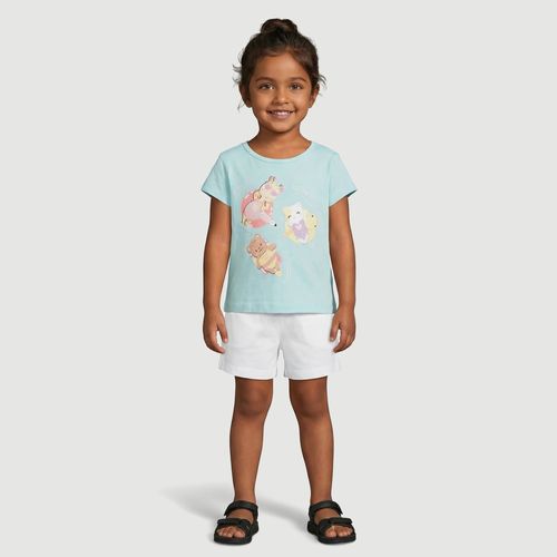Blusa Infantil Manga Curta Estampa Pool Party Verde - Toys & Kids