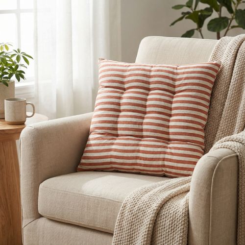 Almofada Futon Quadrada Capitonê Listrada Terracota 40 x 40 cm - Pernambucanas Casa