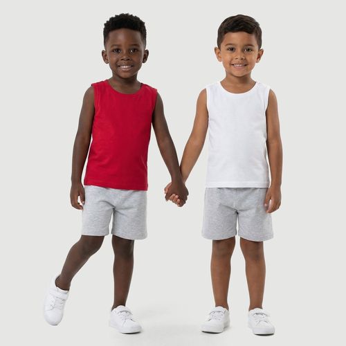 Kit De Camisetas Regata Infantis Lisas Em Malha Vermelho E Creme - Toys & Kids