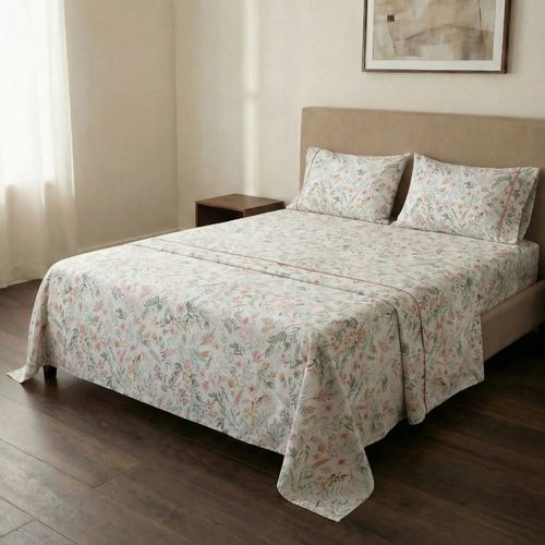 Jogo de Cama Casal Chiara 4 Peças 200 Fios Floral em Algodão - Andreza Enxovais