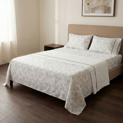 Jogo de Cama Casal Estela 200 Fios Estampa Floral em Algodão - Andreza Enxovais