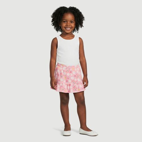 Short Saia Infantil com Babado Estampado Floral Rosa - Toys & Kids
