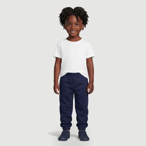 Calça Infantil Jogger com Elástico Em Moletom Felpado Azul-Marinho - Toys & Kids