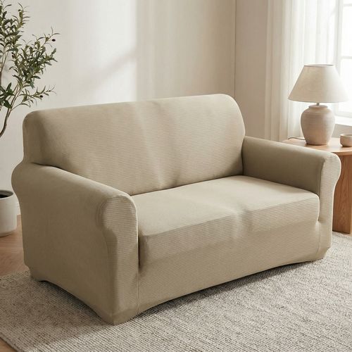 Capa de Sofá canelada 2 lugares bege - Pernambucanas Casa