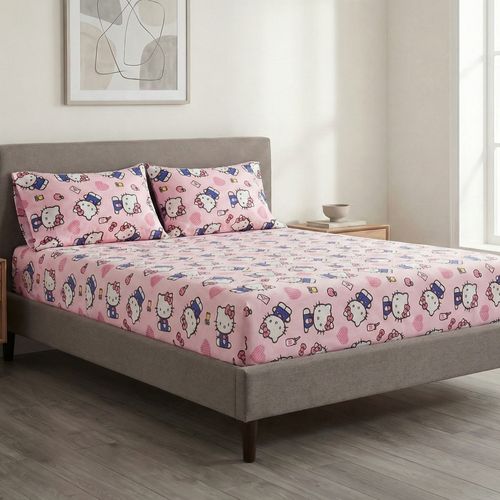 Jogo de Cama Infantil Malha Estampa Hello Kitty Rosa - Hello Kitty