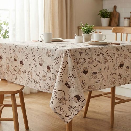 Toalha de Mesa 140x250 Retangular Algodão Estampa Café Bege - Pernambucanas Casa
