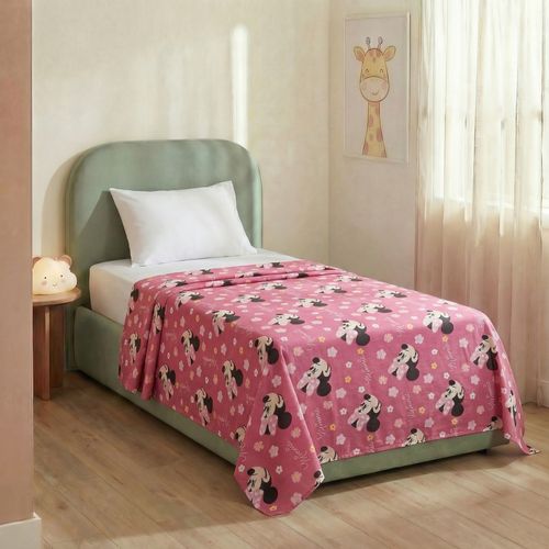 Jogo de Cama Malha Happy Face Minnie Mouse Estampado Rosa - Disney