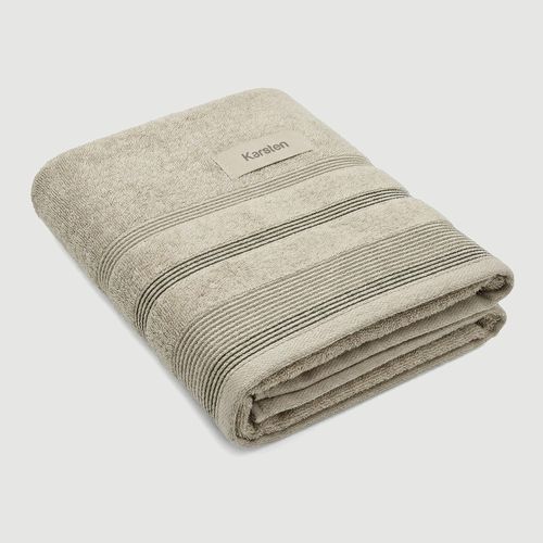 Toalha de Rosto Dynamic listrada bege 100% algodão - Karsten