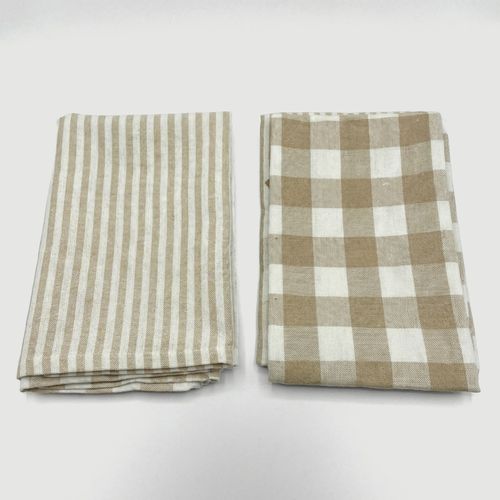 Kit Pano de Copa Basic Listrado Bege 100% Algodão - Pernambucanas Casa